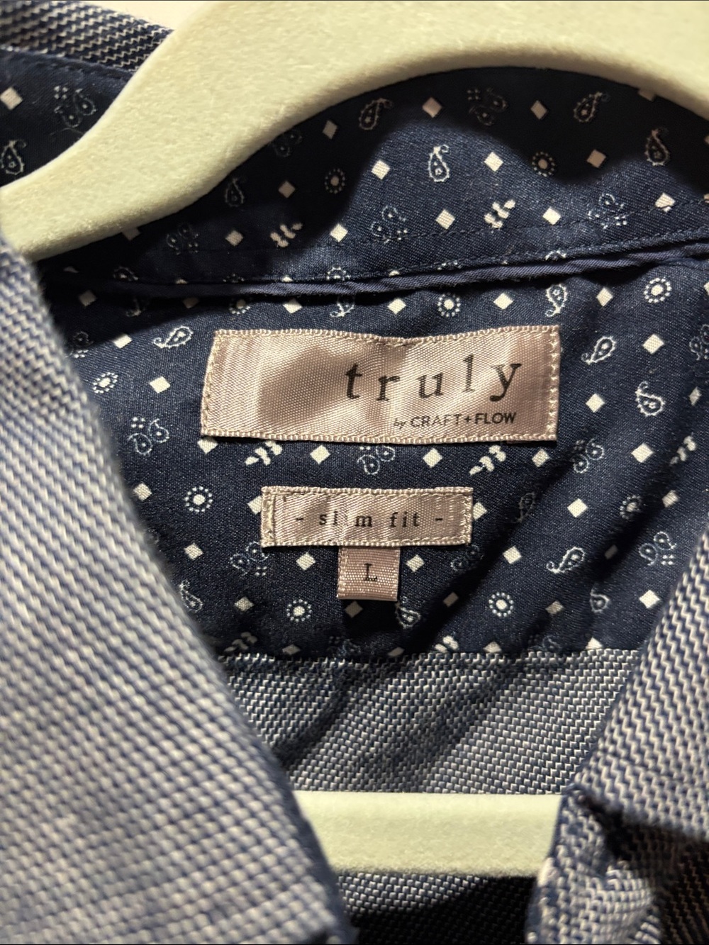 Men's Long Sleeve Navy Button-Up Shirt - Picture 2 of 4